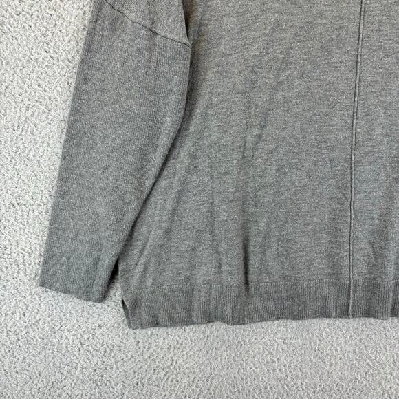 Chicos Sweater XL Gray Cashmere Blend Front Seam Roomy Boxy Casual Comfort LS - Picture 3 of 10